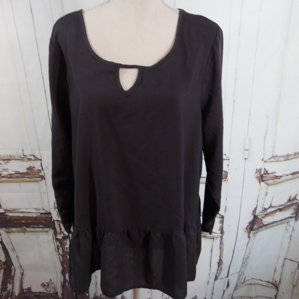 NWOT Bobeau Dark Purplish Gray PLUS SzXL RuffleHem